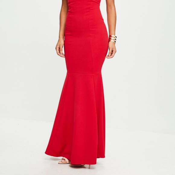 MISSGUIDED Red Bandeau Maxi dress Size 8 - Picture 3 of 7